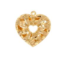 Латунные подвески-сердце, Латунь, Сердце, плакирован золотом, Мужская & отверстие, Золотой, не содержит никель, свинец, 26x25mm, Приблизительно 10ПК/сумка, продается сумка