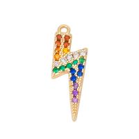 Cubic Zirconia Micro Pave Brass Pendant Lightning Symbol gold color plated Unisex & micro pave cubic zirconia golden nickel lead & cadmium free Approx Sold By Bag