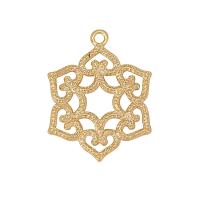 Hollow Brass Pendants, Flower, gold color plated, Unisex, golden, nickel, lead & cadmium free, 24x19mm, 10PCs/Bag, Sold By Bag