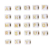 Alphabet Acrylic Beads Square DIY & enamel Approx 2mm Sold By Bag