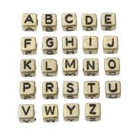 Alphabet Acryl Perlen, Quadrat, DIY & verschiedene Muster für Wahl & Emaille, keine, 5x5x5mm, Bohrung:ca. 2mm, verkauft von Tasche