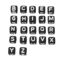 Alphabet Acryl Perlen, Quadrat, DIY & verschiedene Muster für Wahl & Emaille, keine, 5x5x5mm, Bohrung:ca. 2mm, verkauft von Tasche