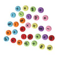 Alphabet Acryl Perlen, flache Runde, DIY & verschiedene Muster für Wahl & Emaille, keine, 7x7x4mm, Bohrung:ca. 1mm, verkauft von Tasche
