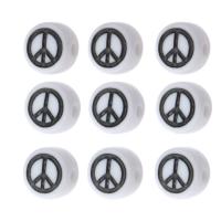 Acrylic Jewelry Beads, Flat Round, DIY & enamel, white and black, 7x7x4mm, Hole:Approx 1mm, Sold By Bag