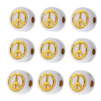 Acrylic Jewelry Beads, Flat Round, DIY & enamel, golden, 7x7x4mm, Hole:Approx 1mm, Sold By Bag