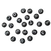 Alphabet Acrylic Beads, Flat Round, DIY & different designs for choice & enamel, more colors for choice, 7x7x3.50mm, Hole:Approx 1mm, Sold By Bag