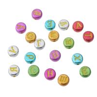 Alphabet Acrylic Beads, Flat Round, DIY & different designs for choice & enamel, more colors for choice, 7x7x4mm, Hole:Approx 1mm, Sold By Bag