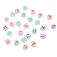 Alphabet Acrylic Beads, Flat Round, DIY & different designs for choice & enamel, more colors for choice, 7x7x3.50mm, Hole:Approx 1mm, Sold By Bag
