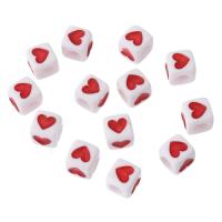 Acrylic Jewelry Beads, Square, DIY & enamel, red, 7x7x7mm, Hole:Approx 4mm, Sold By Bag