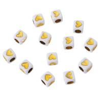 Acrylic Jewelry Beads, Square, DIY & enamel, golden, 7x7x7mm, Hole:Approx 4mm, Sold By Bag