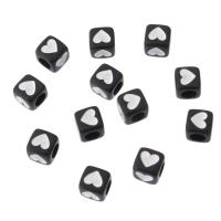 Acrylic Jewelry Beads, Square, DIY & enamel, black, 6.50x6.50x6.50mm, Hole:Approx 3.5mm, Sold By Bag