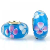 Lampwork European Beads with Iron Lantern silver color plated DIY blue Approx Sold By Bag