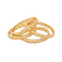 Brass Bangle 24K gold plated for woman & hollow golden nickel lead & cadmium free 60mm Sold By PC