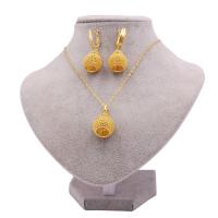Brass Jewelry Set earring & necklace 24K gold plated 2 pieces & wedding gift & for woman golden nickel lead & cadmium free Sold By Set