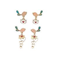 Zinc Alloy Drop Earrings Bird gold color plated & for woman & enamel mixed colors nickel lead & cadmium free Sold By Pair