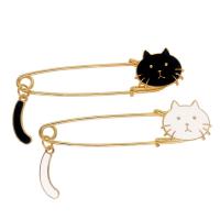 Tibetan Style Brooches, Cat, gold color plated, Unisex & enamel, more colors for choice, nickel, lead & cadmium free, 75x20mm, Sold By PC