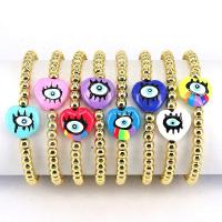 Evil Eye Jewelry Bracelet, Brass, 18K gold plated, for woman & enamel, more colors for choice, nickel, lead & cadmium free, Length:7.1 Inch, Sold By PC