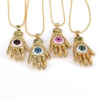 Collier Evil Eye bijoux, laiton, avec résine, avec 1.97 chaînes de rallonge, Mauvais œil, Placage de couleur d'or, pour femme, plus de couleurs à choisir, protéger l'environnement, sans nickel, plomb et cadmium, Longueur:16.93 pouce, Vendu par PC