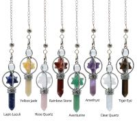 Gemstone Pendulum with Zinc Alloy Conical silver color plated Length 12.6 Inch Sold By PC