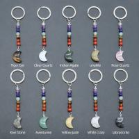 Bag Purse Charms Keyrings Keychains Gemstone with Iron Moon silver color plated & Unisex 105mm Sold By PC