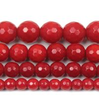 Fashion Glass Beads Round stoving varnish DIY & faceted red Sold Per Approx 14.96 Inch Strand