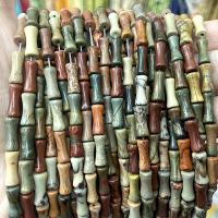 Perles de pierres précieuses mixtes, pierre gemme, bambou, poli, DIY & différents matériaux pour le choix, plus de couleurs à choisir, 5x12mm, Environ 28PC/brin, Vendu par brin