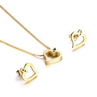 Fashion Stainless Steel Jewelry Sets Stud Earring & necklace 316L Stainless Steel Heart 2 pieces & fashion jewelry & for woman 12*14mm 13*16mm Length Approx 15.75 Inch Sold By Set