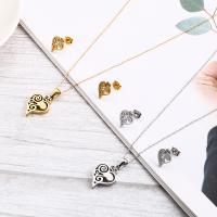 Fashion Stainless Steel Jewelry Sets Stud Earring & necklace 304 Stainless Steel Heart 2 pieces & fashion jewelry & for woman 10*12mm 16*20mm Length Approx 15.94 Inch Sold By Set