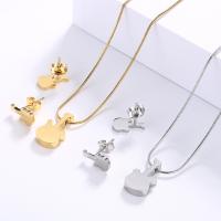 Fashion Stainless Steel Jewelry Sets, Stud Earring & necklace, Titanium Steel, Guitar, 2 pieces & fashion jewelry & for woman, more colors for choice, 18*10mm,12*7mm, Length:Approx 15.75 Inch, Sold By Set