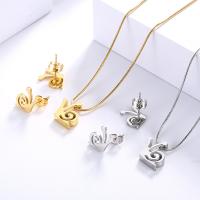 Fashion Stainless Steel Jewelry Sets, Stud Earring & necklace, Titanium Steel, Snail, 2 pieces & fashion jewelry & for woman, more colors for choice, 14*11mm,12*9mm, Length:Approx 15.75 Inch, Sold By Set