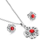Fashion Stainless Steel Jewelry Sets, Stud Earring & necklace, 304 Stainless Steel, 2 pieces & Unisex & micro pave cubic zirconia, more colors for choice, 14*14mm,28*25mm, Length:Approx 17.72 Inch, Sold By Set