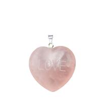 Quartz Gemstone Pendants Rose Quartz Heart Unisex nickel lead & cadmium free Sold By PC