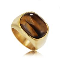 Titanium Steel Finger Ring with Tiger Eye polished fashion jewelry & for man 17mm Sold By PC