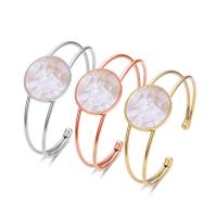 Titanium stål armbånd, med White Shell, Flad Rund, Justerbar & mode smykker & for kvinde, flere farver til valg, 25mm, Indvendig diameter:Ca. 50x60mm, Solgt af PC