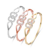 Titanium Steel Bracelet & Bangle Heart Vacuum Ion Plating fashion jewelry & for woman & with rhinestone & hollow 18mm Inner Approx Sold By PC