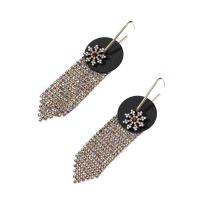 Fashion Fringe Earrings, Tibetan Style, Snowflake, plated, fashion jewelry & micro pave cubic zirconia & for woman, more colors for choice, nickel, lead & cadmium free, 30x109mm, Sold By Pair