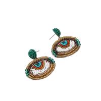 Evil Eye Earrings Seedbead with Zinc Alloy & Acrylic handmade fashion jewelry & for woman nickel lead & cadmium free Sold By Pair