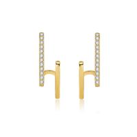 Cubic Zirconia Micro Pave Brass Earring, gold color plated, fashion jewelry & micro pave cubic zirconia & for woman, golden, nickel, lead & cadmium free, 10x33mm, Sold By Pair