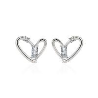 Cubic Zirconia Micro Pave Brass Earring, Heart, platinum color plated, fashion jewelry & micro pave cubic zirconia & for woman, more colors for choice, nickel, lead & cadmium free, 21x19mm, Sold By Pair