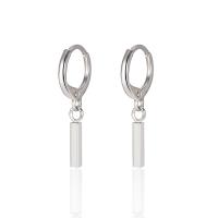 Brass Drop Earring, Rectangle, platinum color plated, fashion jewelry & for woman, platinum color, nickel, lead & cadmium free, 12x27mm, Sold By Pair