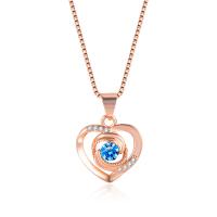 Cubic Zircon Micro Pave Brass Necklace Heart rose gold color plated fashion jewelry & micro pave cubic zirconia & for woman rose gold color nickel lead & cadmium free Sold By PC
