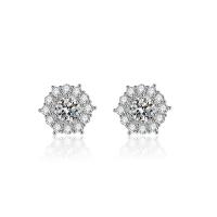 Cubic Zirconia Micro Pave Brass Earring, Snowflake, platinum color plated, fashion jewelry & micro pave cubic zirconia & for woman, clear, nickel, lead & cadmium free, 10x10mm, Sold By Pair