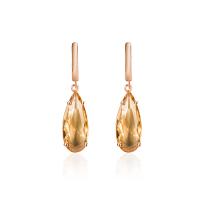 Brass Drop Earring with Crystal Teardrop rose gold color plated fashion jewelry & for woman Champagne nickel lead & cadmium free Sold By Pair