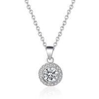 Cubic Zirconia Micro Pave 925 Sterling Silver Pendant, Flat Round, platinum plated, micro pave cubic zirconia, 10mm, Hole:Approx 3mm, 3PCs/Lot, Sold By Lot
