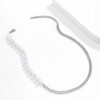 Plastične biserna ogrlica, Plastična Pearl, s željeza lanac, s 2.7inch Produžetak lanac, srebrne boje pozlaćen, modni nakit & za čovjeka, Dužina Približno 17.7 inčni, Prodano By PC