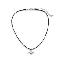 Zinc Alloy Jewelry Necklace with Wax Cord with 2.7inch extender chain silver color plated fashion jewelry & for man Length Approx 15.7 Inch Sold By PC