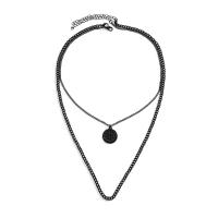 Multi Layer Necklace Iron with Zinc Alloy with 2.7inch extender chain Flat Round painted Double Layer & with letter pattern & for man black 20mm Length Approx 17.7 Inch Approx 23.6 Inch Sold By PC