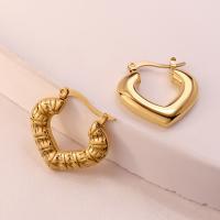 Stainless Steel Lever Back Earring, 304 Stainless Steel, Heart, real gold plated, for woman & hollow, 24mm, Sold By Pair
