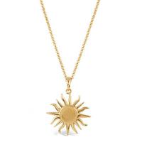 Stainless Steel Jewelry Necklace 304 Stainless Steel Sun 18K gold plated fashion jewelry & for woman Length Approx 16 Inch Sold By PC