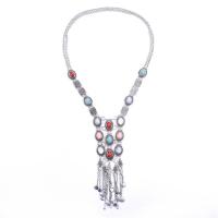 Fashion Fringe Necklace, Tibetan Style, with turquoise, plated, folk style, more colors for choice, Length:Approx 28.74 Inch, Sold By PC